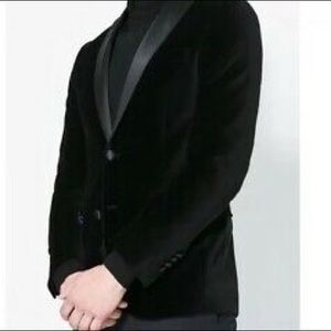 Zara Man Velvet Blazer - Black